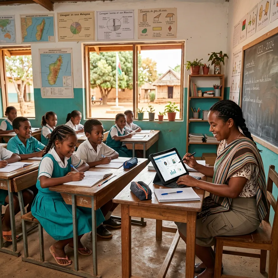 Salle de classe école publique Madagascar avec GESCO+